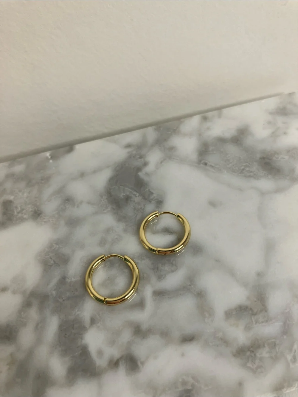14k Gold Plated Hoop Huggie Earrings